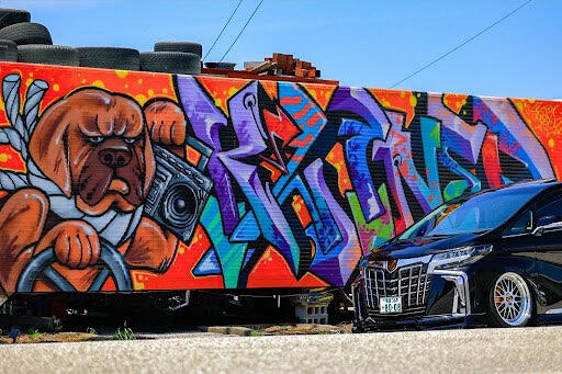 Tosa graffiti shipping container in Kochi Japan.